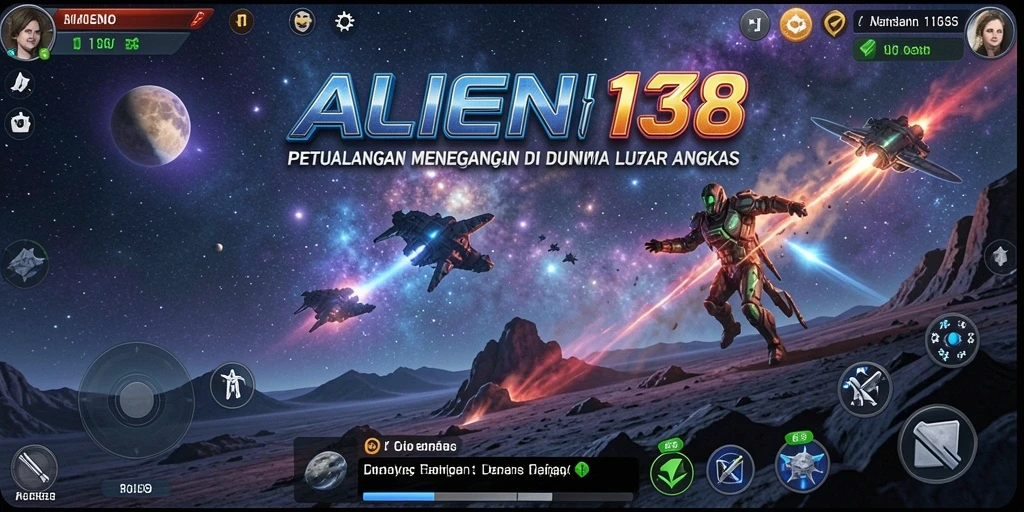 Screenshot gameplay ALIEN138 dengan eksplorasi luar angkasa yang menakjubkan.