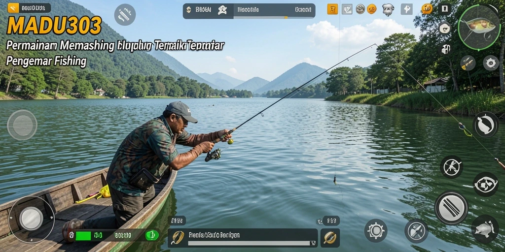 Tampilan gameplay MADU303 yang menarik saat memancing di laut.