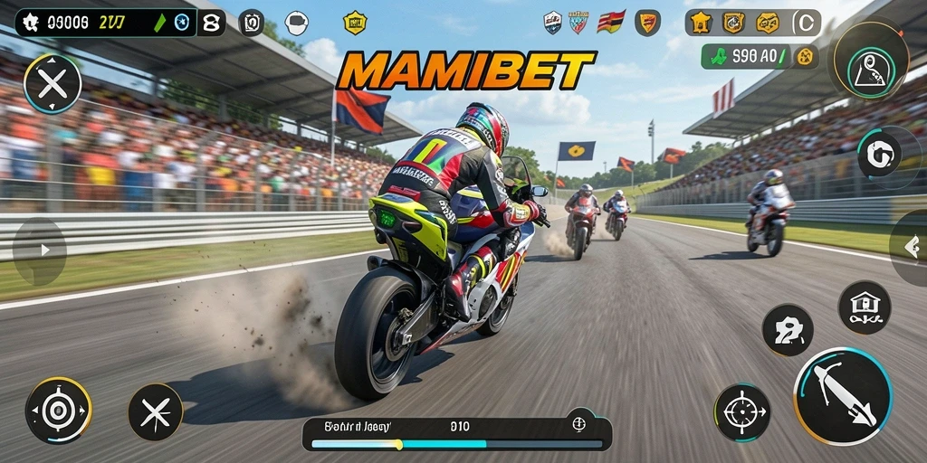Tampilan gameplay mendebarkan MAMIBET dengan aksi balap motor yang luar biasa.