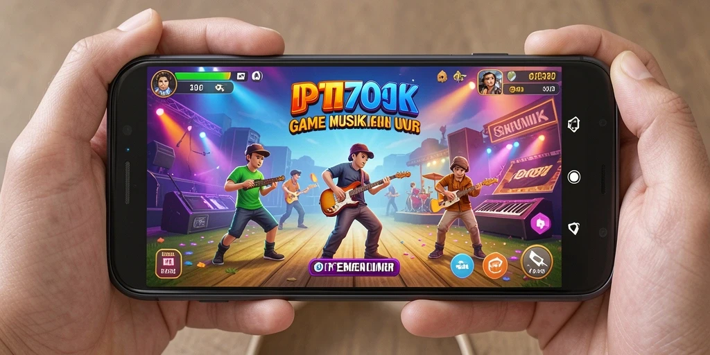 Tangkapan layar gameplay PT707 yang menampilkan interaksi musik yang seru.
