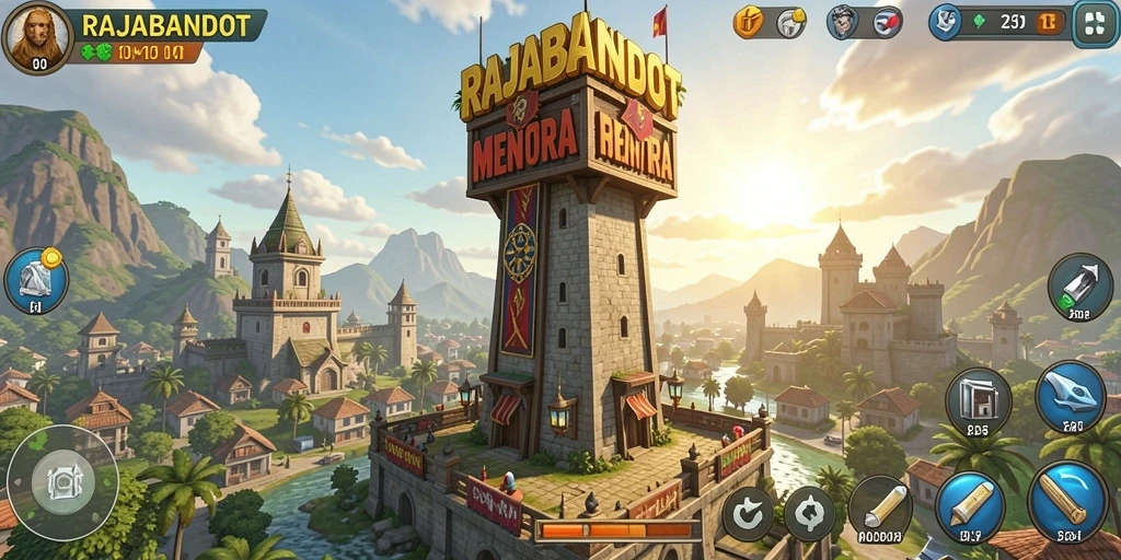 Tampilan seru gameplay Tower Defense di RAJABANDOT.