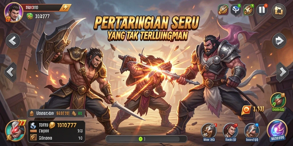 Screenshot gameplay TOTO777 dengan aksi pertarungan yang mendebarkan.
