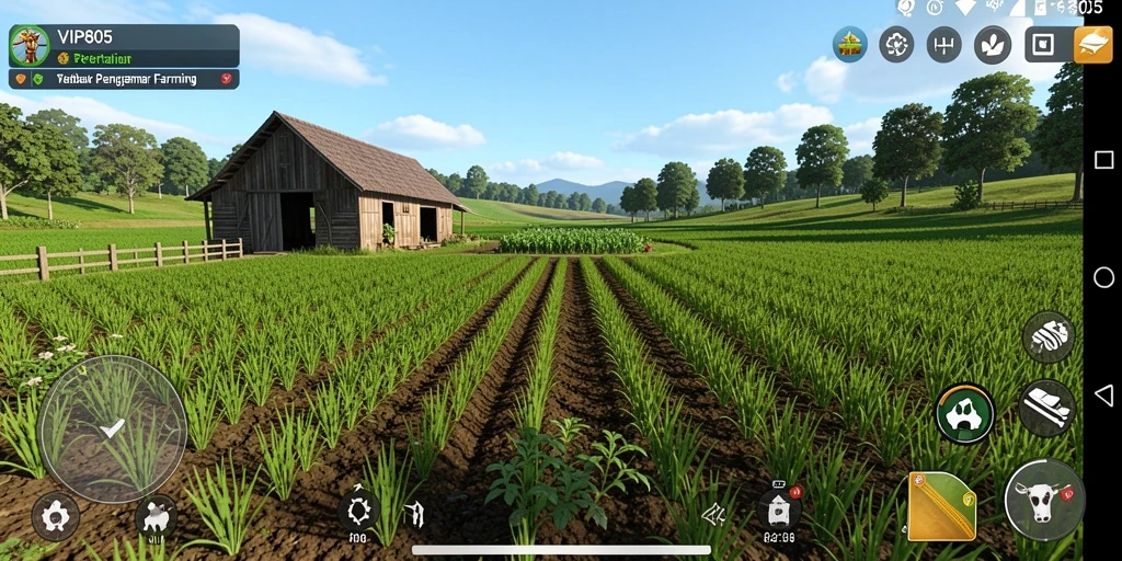 Screenshot menunjukkan gameplay seru dari dunia pertanian di VIP805.
