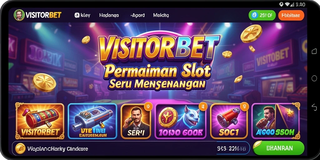 Screenshot gameplay VISITORBET yang menampilkan gulungan slot dan fitur bonus.